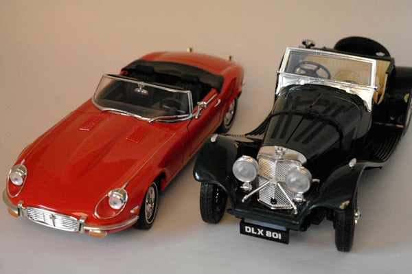 Model cars photographed with shallow depth of field