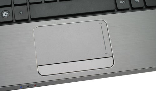 Close-up of Acer Aspire TimelineX 4820TG laptop touchpad.