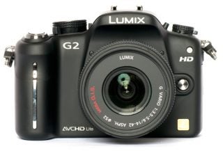 Panasonic Lumix G2 DSLR camera front view with lens.