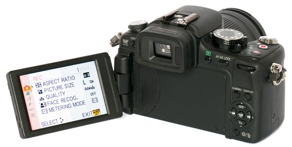 Panasonic Lumix G2 camera with articulated LCD screen.