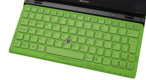 Sony VAIO P Series laptop with distinctive green keyboard.