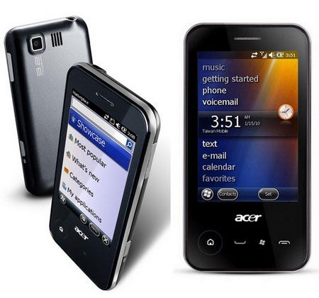 Acer neoTouch P400 smartphone with screen display on.