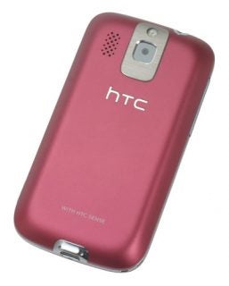HTC Smartphone in metallic pink with camera and logo