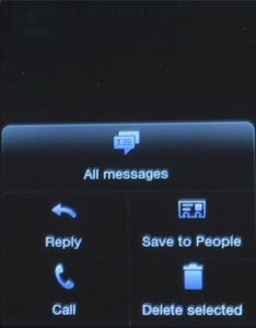 HTC Smart phone displaying text message options screen.