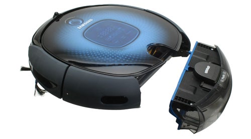 Samsung Navibot SR8855 robotic vacuum with open dustbin.