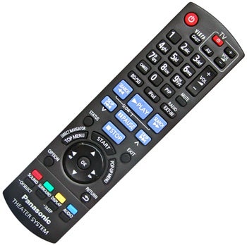 Panasonic SC-BT330 remote control with multiple buttons.