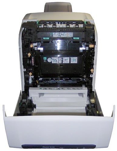 Open Xerox Phaser 6140V/N printer showing internal components.