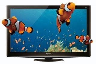 Panasonic Viera plasma TV displaying vibrant underwater scene.