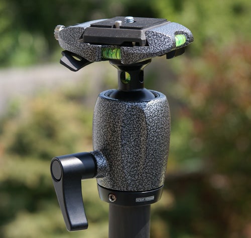 Gitzo Traveller 2 Tripod with ball head and level indicators.