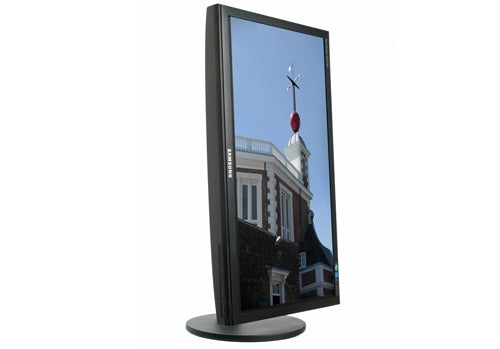 Samsung SyncMaster BX2240 monitor displaying a building and sky.
