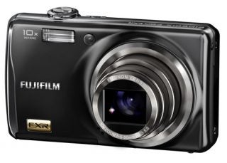 Fujifilm FinePix F80 EXR digital camera on white background.