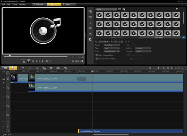 Screenshot of Corel VideoStudio Pro X3 editing interface.