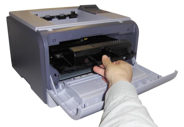 Person changing toner in Samsung ML-3471ND printer.