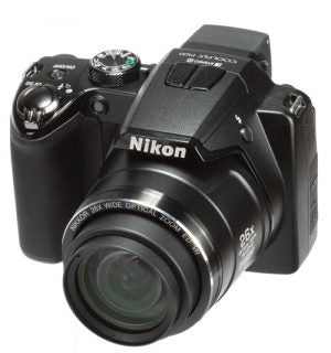 Nikon Coolpix P100 camera with 26x optical zoom lens.