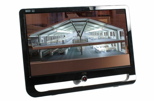 AOC F22s+ monitor displaying an architectural rendering.