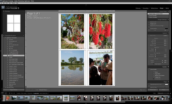 Adobe Lightroom 3 software interface with photo thumbnails displayed.