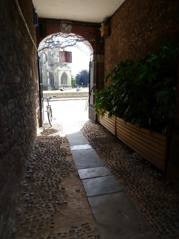 Photo taken with Panasonic Lumix DMC-FX70 showing a cobblestone alleyway.
