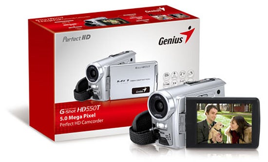 Genius G-Shot HD550T camcorder with packaging and display screen.