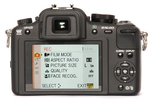 Panasonic Lumix DMC-G10 camera displaying settings on LCD screen.