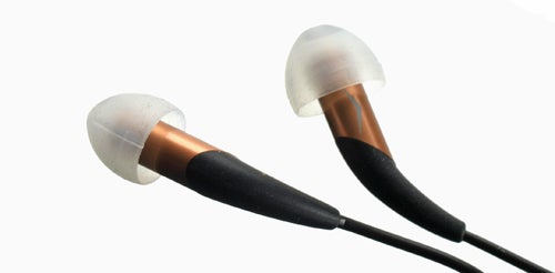 Klipsch Image X10i in-ear headphones isolated on white background.