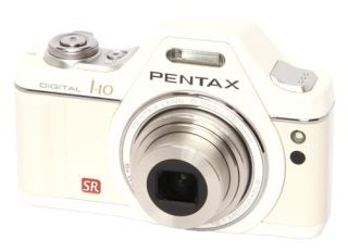 Pentax Optio I-10 digital camera on white background.