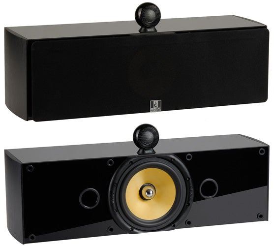 Crystal Audio TX-T2-12 center channel speaker front and top view.