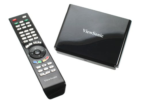 ViewSonic VMP74 media player with remote control.