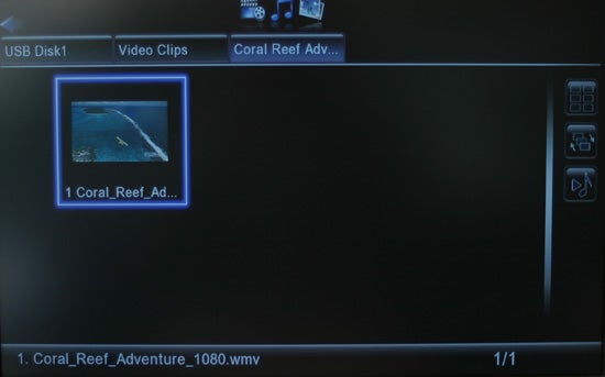 ViewSonic VMP74 media player interface with video file selected.