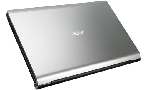 Acer Aspire Ethos 8943G laptop closed on white background.