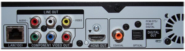 Back panel of Sony BDP-S570 Blu-ray player showing connectivity ports.