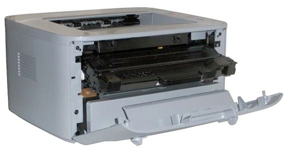 Samsung ML-2580N mono laser printer open tray.