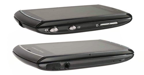 Sony Ericsson Vivaz Pro smartphone closed, front and side views