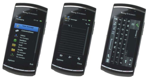 Sony Ericsson Vivaz Pro in different stages of sliding open.