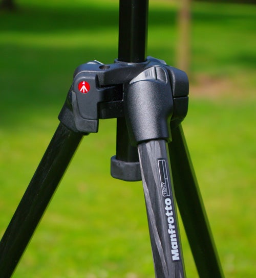 Close-up of Manfrotto 732CY tripod leg and locking mechanism.
