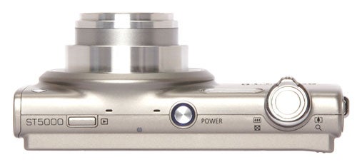 Samsung ST5000 camera top view showing power button and controls.