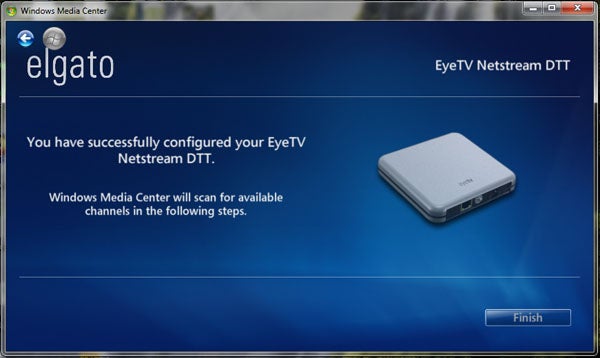 Elgato EyeTV NetStream DTT successful setup screen.
