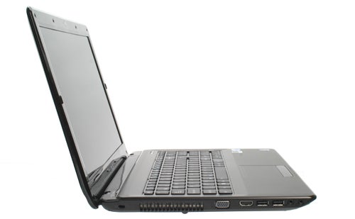 Asus K52JC laptop open at a three-quarter angle view.