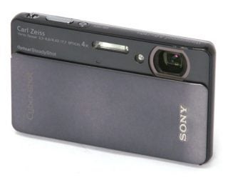 Sony Cyber-shot DSC-TX5 digital camera on white background.
