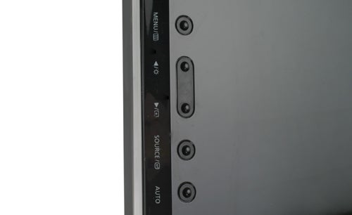 Close-up of Samsung SyncMaster PX2370 monitor control buttons.