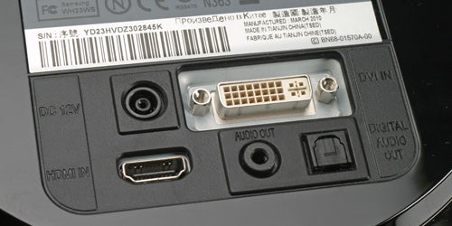 Samsung SyncMaster PX2370 monitor connection ports close-up.