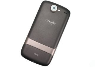 Google Nexus One smartphone by HTC on a white background.