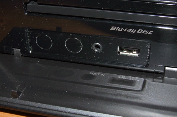 Close-up of LG HB965TZ Blu-ray player ports
