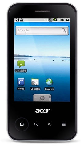 Acer beTouch E400 smartphone displaying home screen.