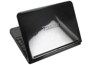 Toshiba NB250 netbook with textured black cover.