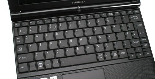 Close-up of Toshiba NB250 laptop keyboard.