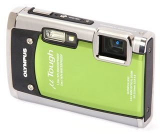 Olympus mju-Tough 6020 camera with green casing.