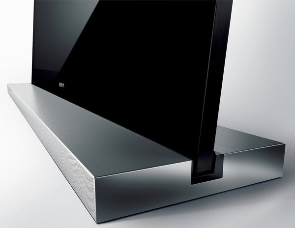 Side view of Sony Bravia KDL-40NX803 television with stand.