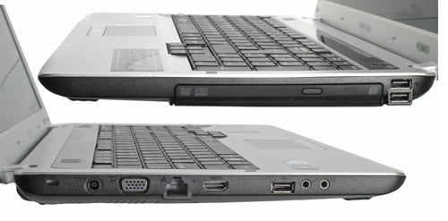 Samsung R530 laptop with open and closed views, side ports visible
