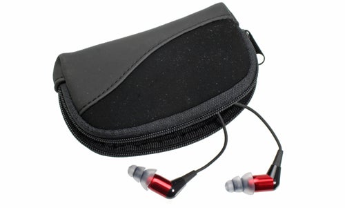 Etymotic Research MC5 earphones with carrying pouch.