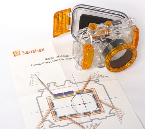 Seashell SS-1 Waterproof Camera Case with instruction sheet.